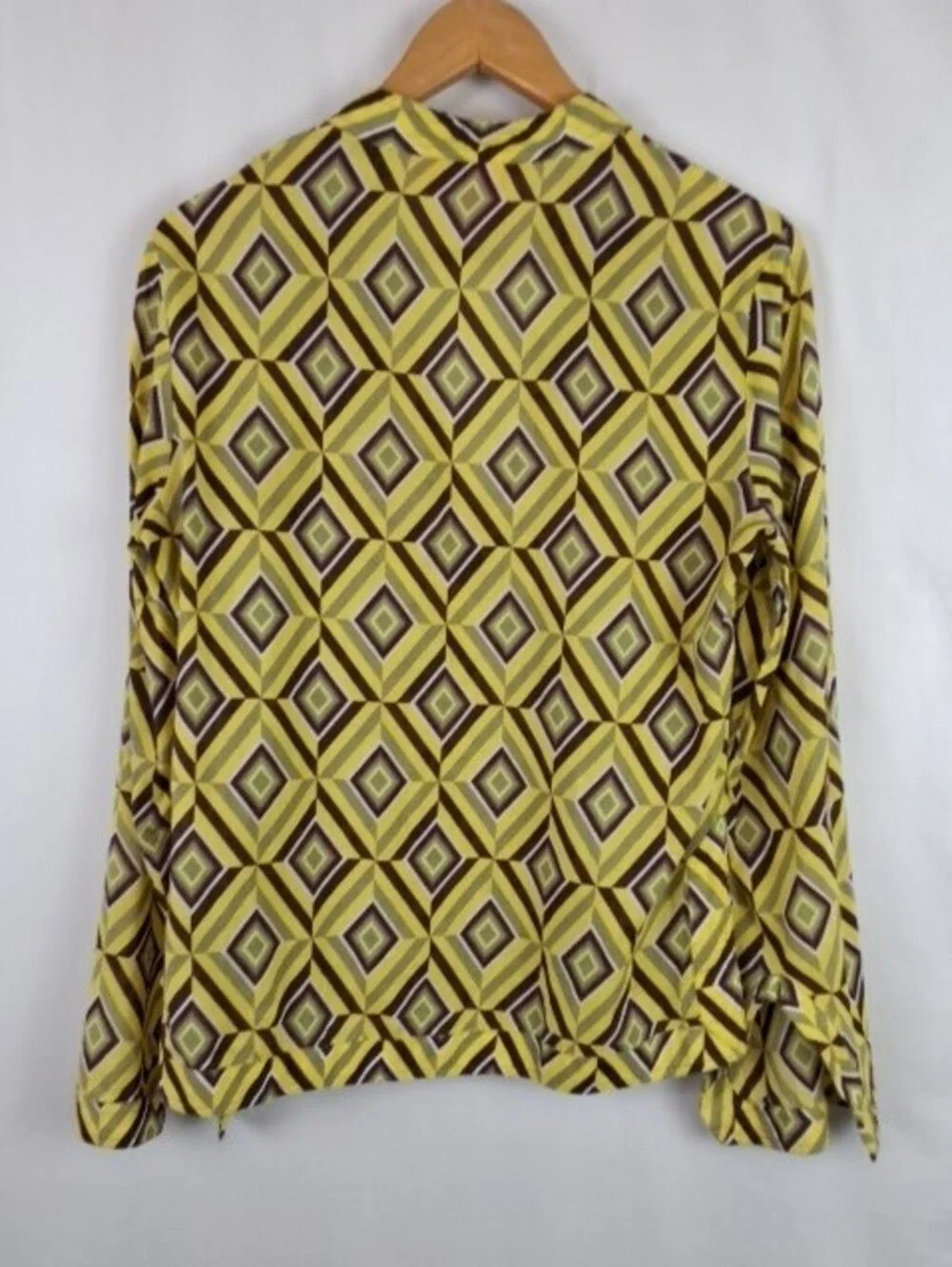 Tory Burch Yellow Geometric V-Neck Blouse